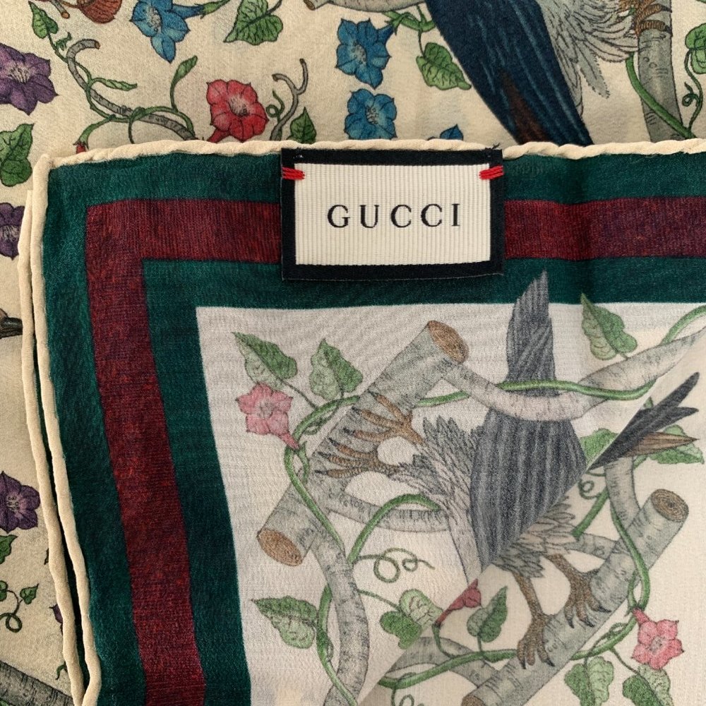 Gucci Floral Condo Crespo Pocket Square in White - Picture 4 of 8